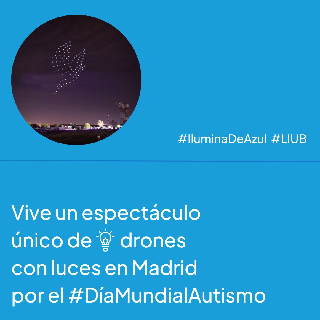 ✨Más de un centenar de drones iluminarán el cielo de Madrid de la mano de UMILES Drone Light Show y <a href="/Umilesgroup/">UMILES Group</a> por el #DíaMundialAutismo.
📅 1 de abril
🕘 21:00h
📍Frente al Centro Entomológico, en P.º del Embarcadero, 6, 28011 Madrid
¡Te esperamos! 👉
autismo.org.es/drones-madrid-…