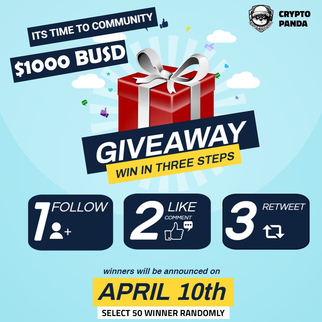 💰$1000 #giveaway

We will  selecte 50 winner randomly &amp; award $20 to each accounts 😋

Rules 👇
1️⃣ Follow  @panda_airdrop24

2️⃣ Must Like,RT this post   &amp; Tag 3 Person 

#giveaway  #GiveawayAlert