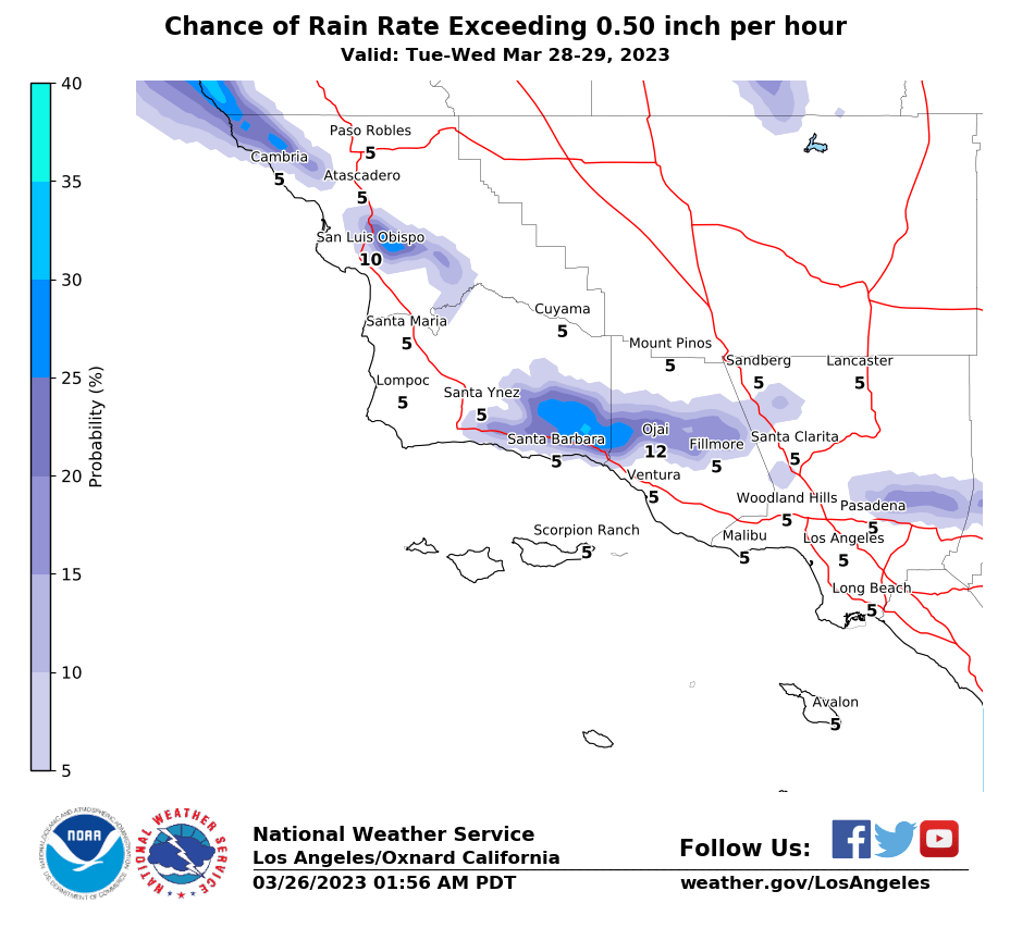 NWS Los Angeles on Twitter "Our TueWed storm will bring many hours of
