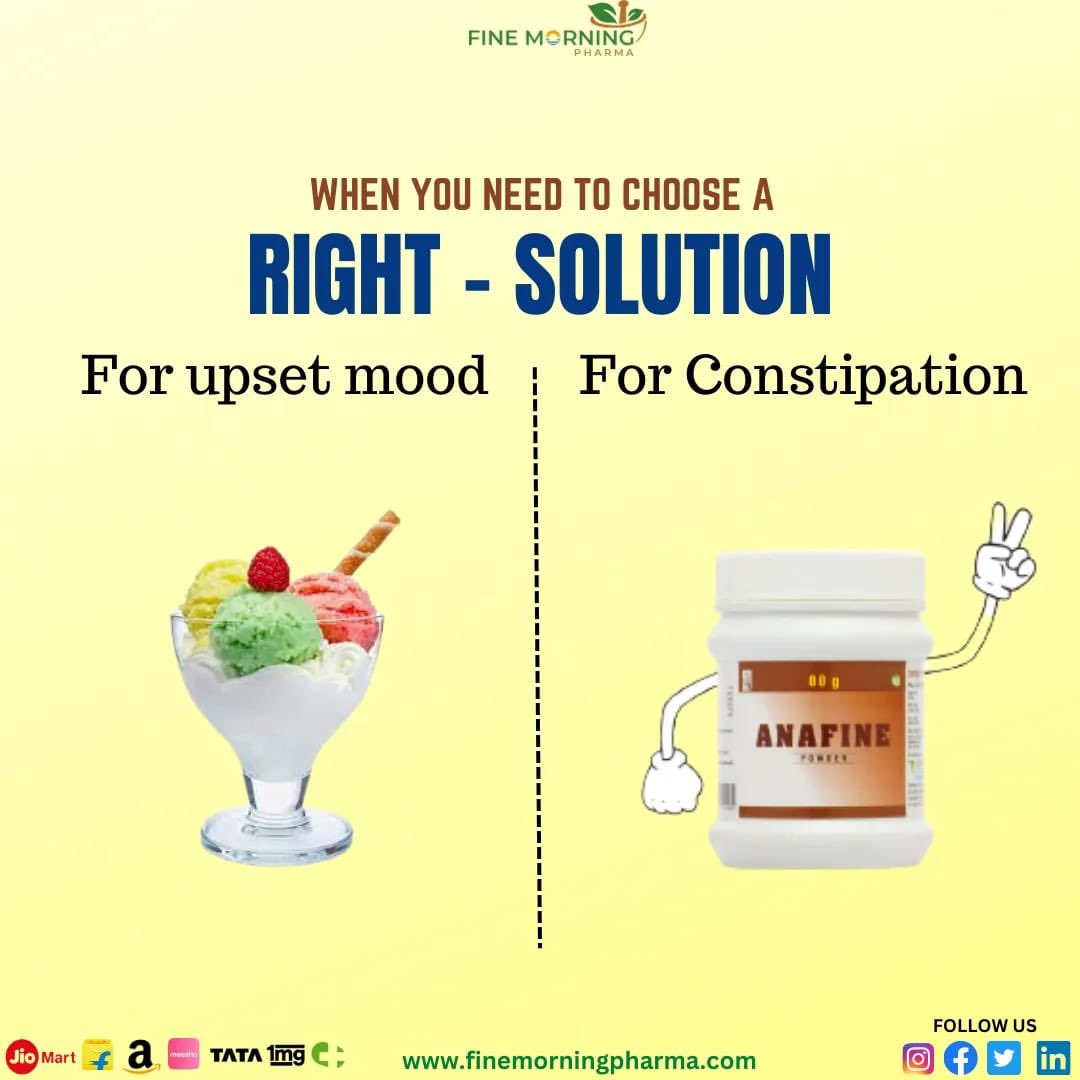 When You Need To Choose A Right Solution 😃
For Upset Mood - 🍦
For Upset stomach 🚽 - Anafine Powder .

#finemorningpharma #anafine #bawaseal  #ayurveda #mentalhealth #ayurvedalife #ayurvedaeveryday #summer #happysummer #healthybrain #happypeople #constipationrelief