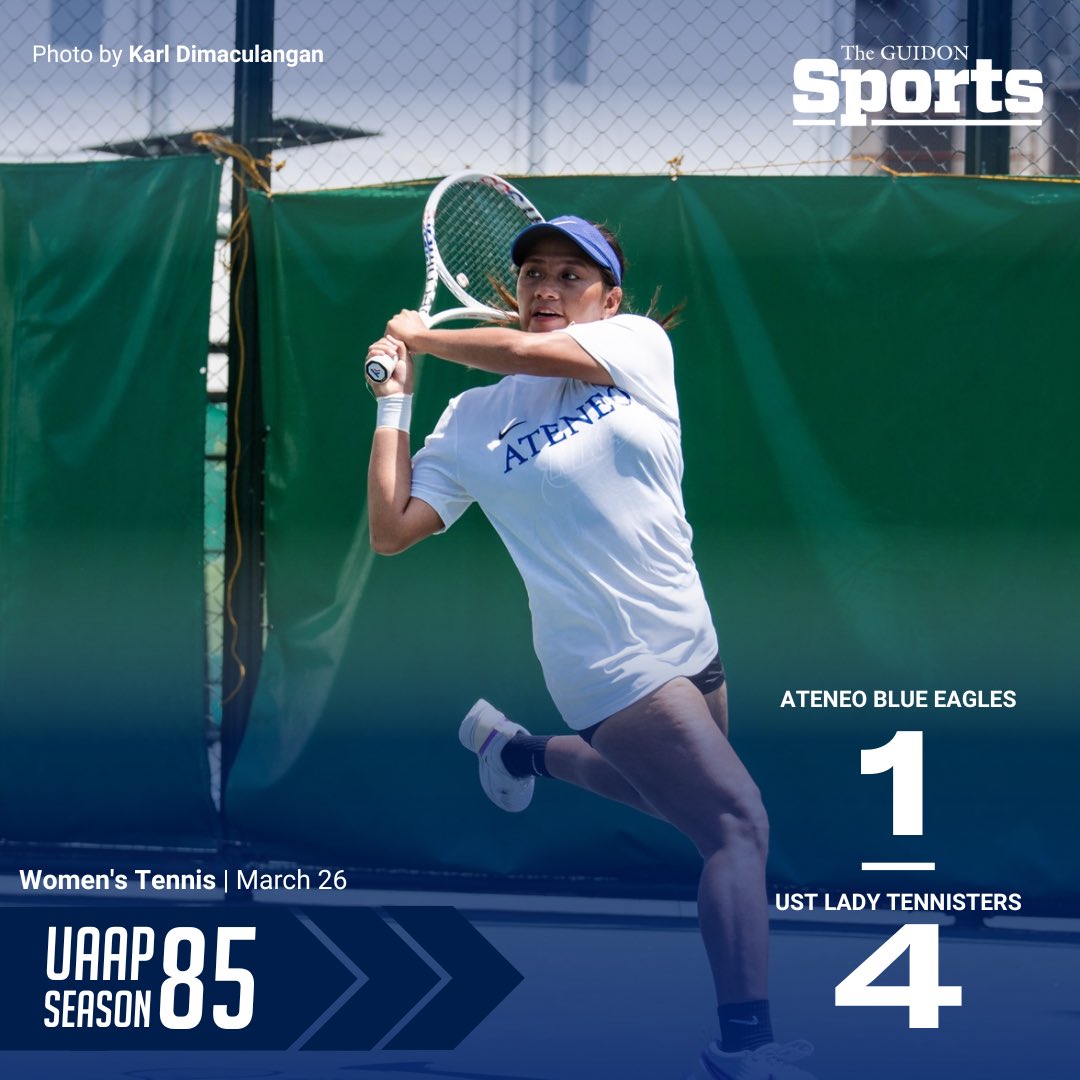 TheGUIDONSports's tweet image. The Blue and White open round two of the UAAP Season 85 Lawn Tennis Tournament with a heartbreaking loss to the University of Santo Tomas Lady Tennisters, 1-4. 

#UAAPTennis