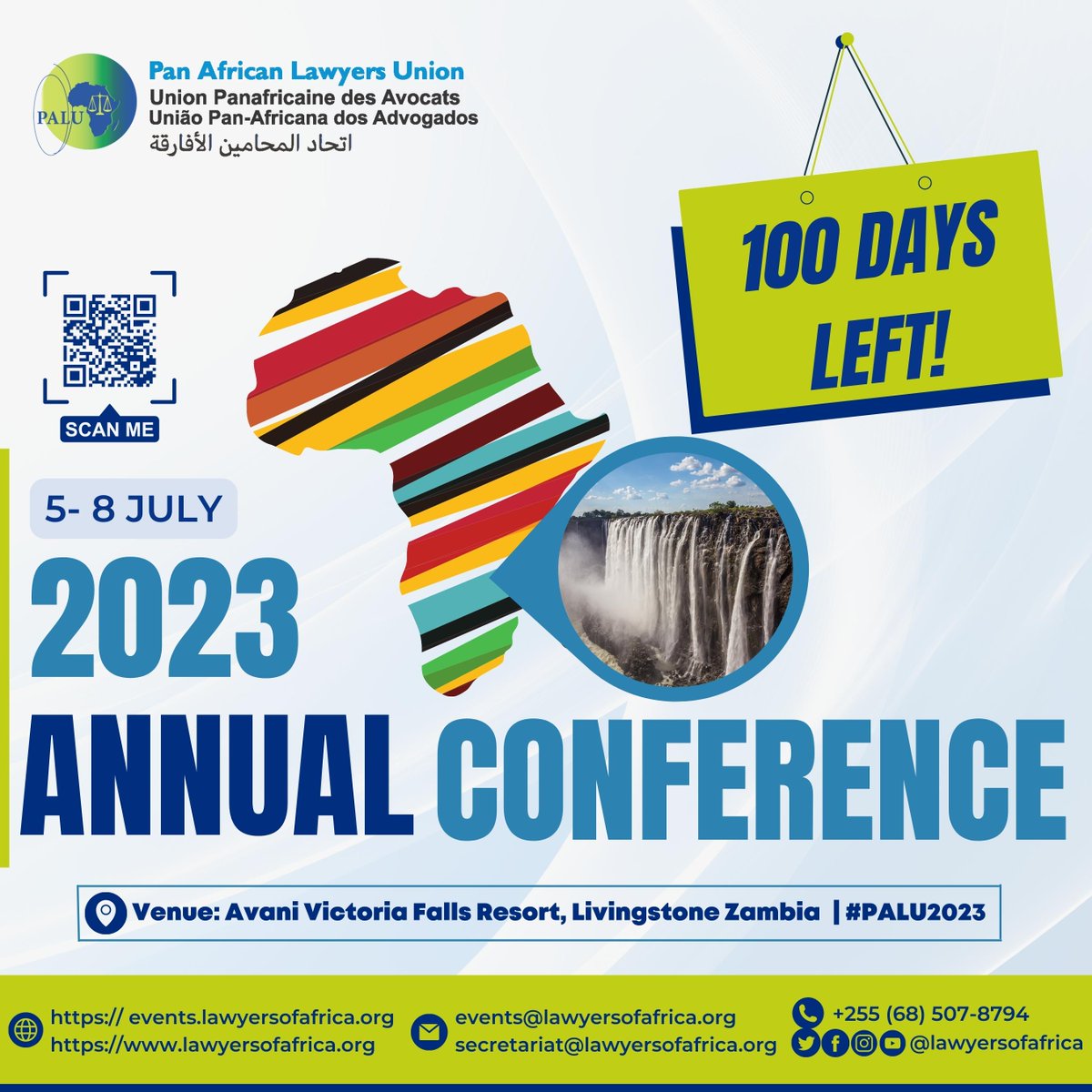 PALU (@lawyersofafrica) on Twitter photo ⌛⏱️#100DaysLeft to PALU Annual Conference #PALU2023.
Visit events.lawyersofafrica.org to Find Out More & Register.
<a href="/LawSociety_SA/">Law Society of SA</a> <a href="/lawsocietyofzim/">Law Society of Zimbabwe</a> <a href="/ealawsociety/">East Africa Law Society(EALS)</a> @AfricaWomenLaw <a href="/donalddeya/">Donald Deya</a> <a href="/ChidiOdinkalu/">Chidi Odinkalu, CGoF</a> <a href="/RWI_Nairobi/">RWI_Nairobi</a> <a href="/NigBarAssoc/">Nigerian Bar Association</a> <a href="/MLSMalawi/">Malawi Law Society</a> <a href="/LawSocietyBW/">Law Society Botswana</a> <a href="/OpenSocietyAfr/">Open Society-Africa</a> ⌛⏱️#100DaysLeft to PALU Annual Conference #PALU2023.
Visit events.lawyersofafrica.org to Find Out More & Register.
<a href="/LawSociety_SA/">Law Society of SA</a> <a href="/lawsocietyofzim/">Law Society of Zimbabwe</a> <a href="/ealawsociety/">East Africa Law Society(EALS)</a> @AfricaWomenLaw <a href="/donalddeya/">Donald Deya</a> <a href="/ChidiOdinkalu/">Chidi Odinkalu, CGoF</a> <a href="/RWI_Nairobi/">RWI_Nairobi</a> <a href="/NigBarAssoc/">Nigerian Bar Association</a> <a href="/MLSMalawi/">Malawi Law Society</a> <a href="/LawSocietyBW/">Law Society Botswana</a> <a href="/OpenSocietyAfr/">Open Society-Africa</a>