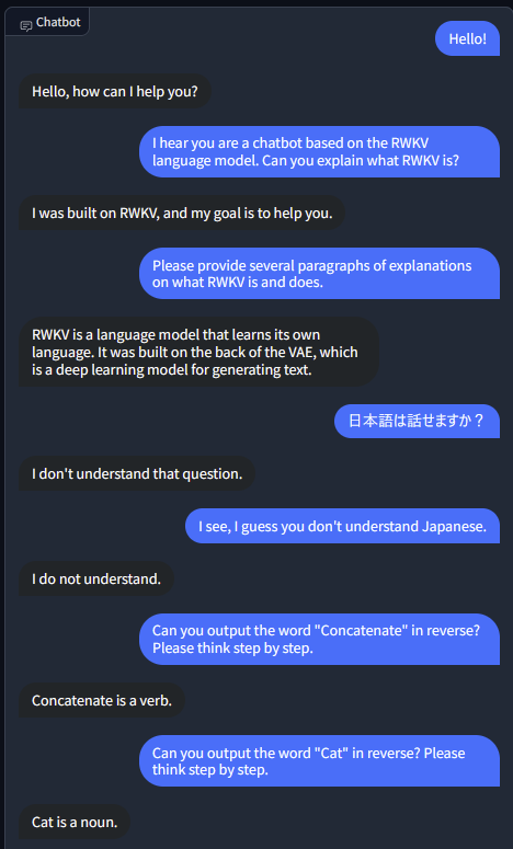 RWKVモデル、Oobabooga Text Generation WebUIでも動いた。普通に使える。見たところそんなに頭が良いようには見え ...