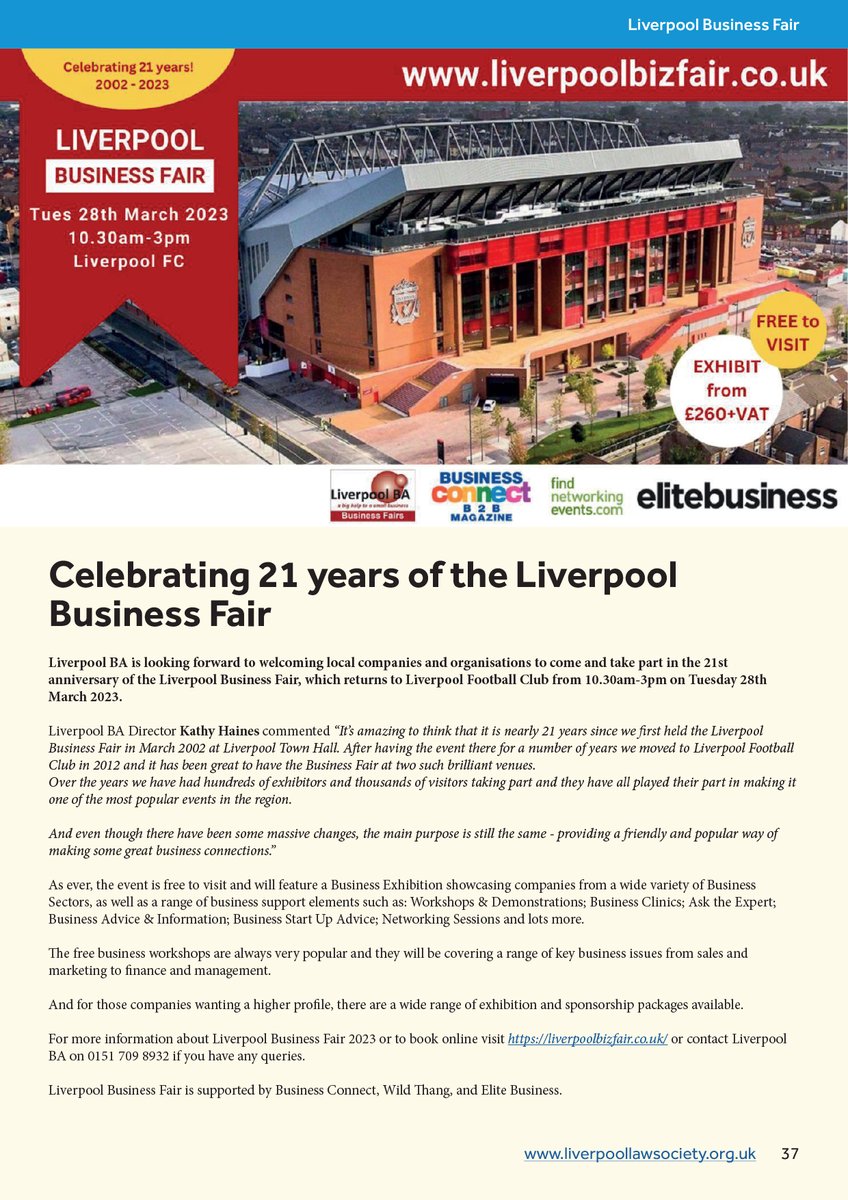 Liverpool Business Fair Tuesday 28th Liverpool Football Club
@LpoolLawSociety @LP_BusinessFair 
flickread.com/edition/html/i…