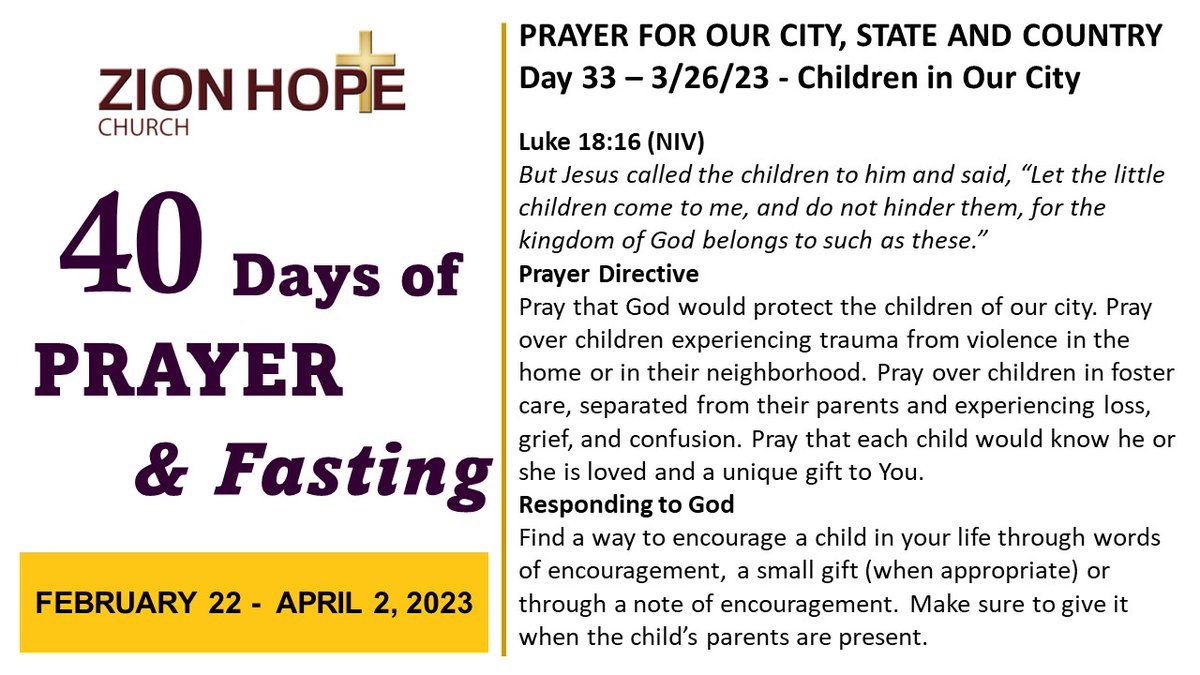 ZionHopeChurch's tweet photo. Day 33 - 40 Days of Prayer and Fasting - *https://t.co/DPry6VWuhj* https://t.co/V7i4Geirgj