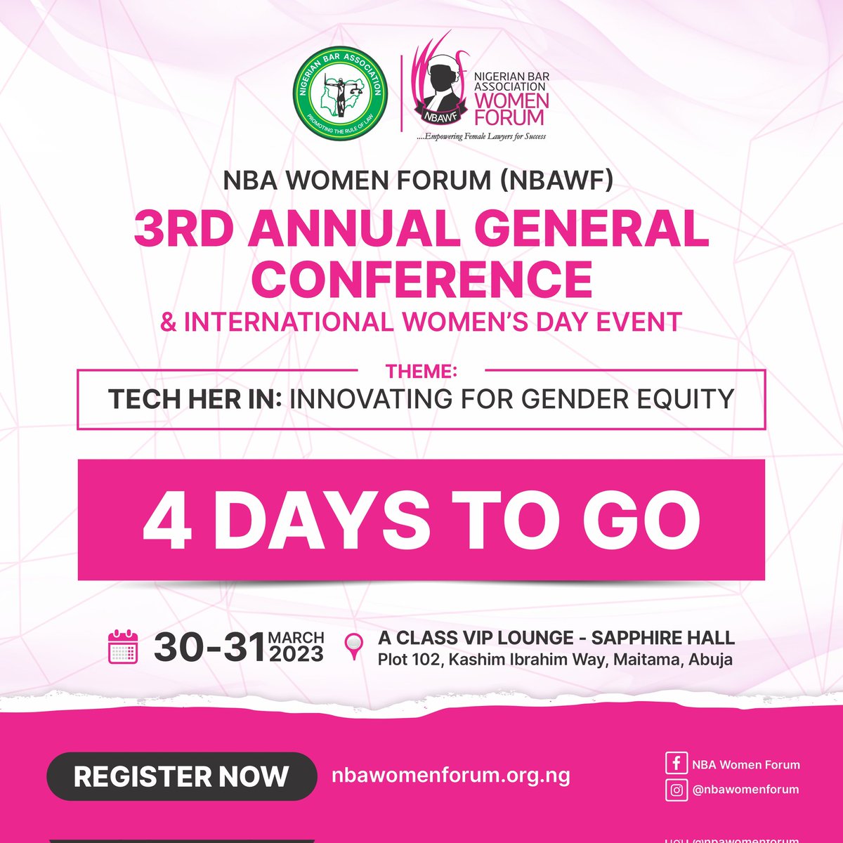 Nbawomenforum's tweet photo. 4 days to go!!!

#nbawf #IWD #women #lawyer https://t.co/bIU47z56J3