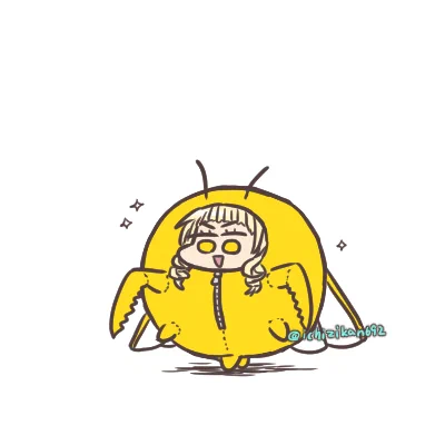 黄色いカマキリの着ぐるみ。 