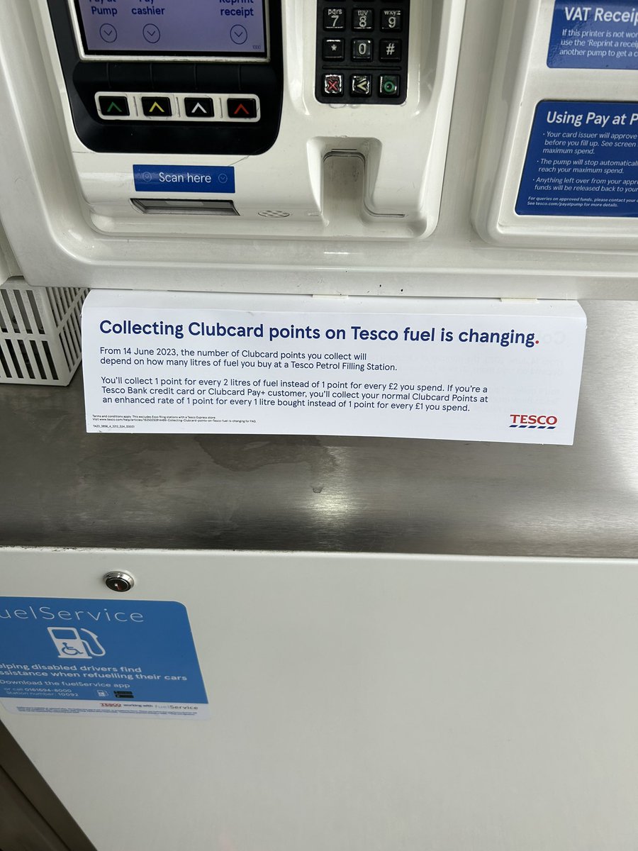 Hey @Tesco. What’s with the changes with clubcard points at the pumps. Seems to me that your on the side of the clubcard holder when they shop in store but you don’t care at the pumps. Thanks for squeezing us a bit more. #everylittlehelps?