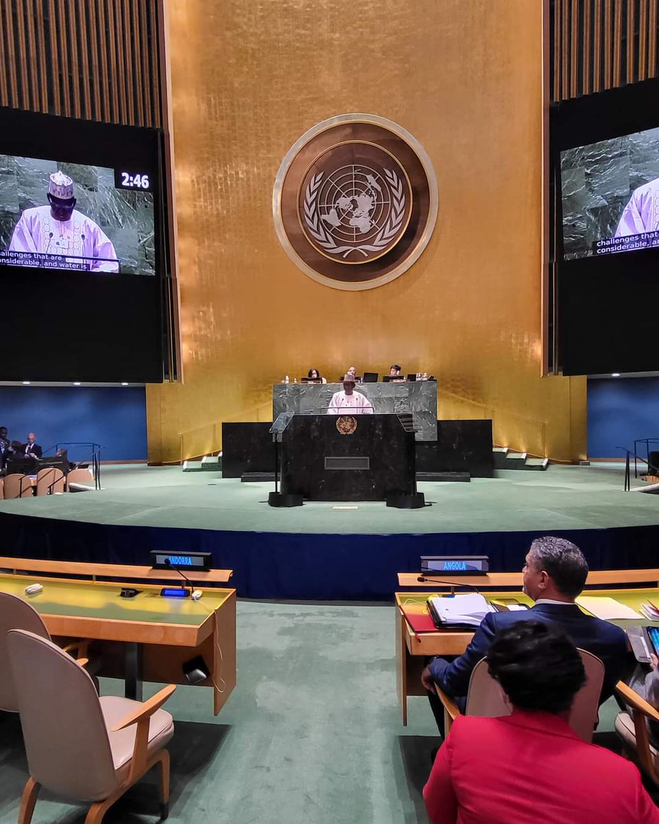 MINISTRE_MHA's tweet photo. #Conférence des Nations Unies sur l'eau 
#Débat général - Messages des délégations 

Le 23 Mars 2023, du haut de La Tribune des Nations Unies, j’ai adressé un message aux participants à la Conférence des Nations Unies sur l’Eau qui se déroule à New York. https://t.co/1dzkrUByrh