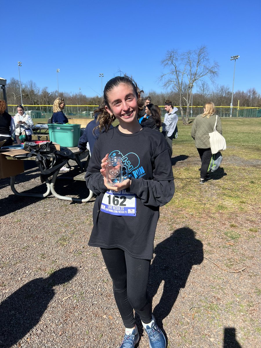 Great day for a 5K.  Bridget placed 2nd overall female  in the Vinny G 5K fundraiser today .