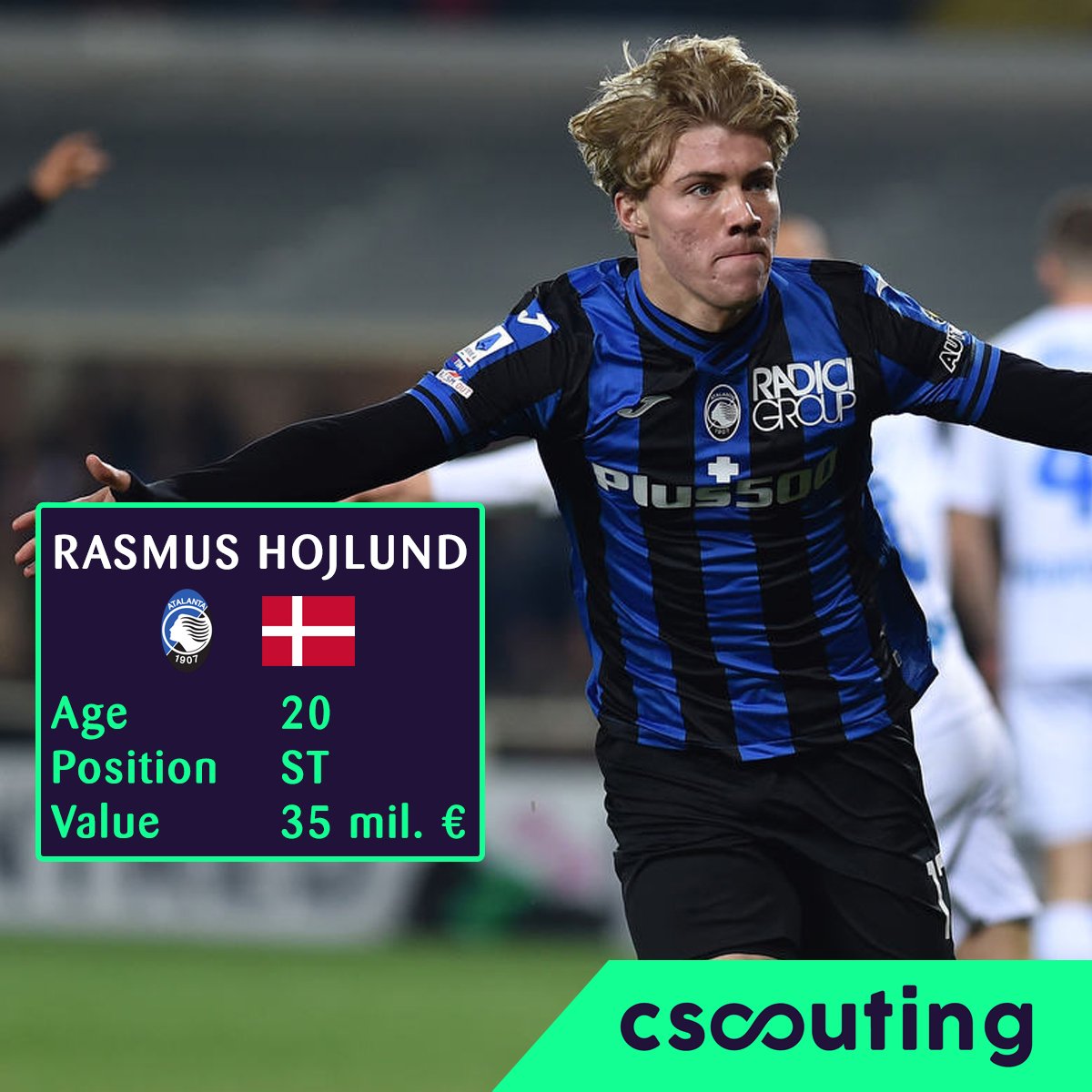 cscouting_'s tweet image. Danish Haaland can&apos;t stop scoring. 😏

Rasmus Winther Hojlund.

🔹Age: 20
🔹Atalanta. Denmark.
🔹ST
🔹35 mil. euro

▫️Games: 27
▫️Goals:  13
▫️Assists: 3
▫️xG:        10
▫️Shots:  46

#cscouting #rasmushojlund
#denmark #atalanta #europe #seriea