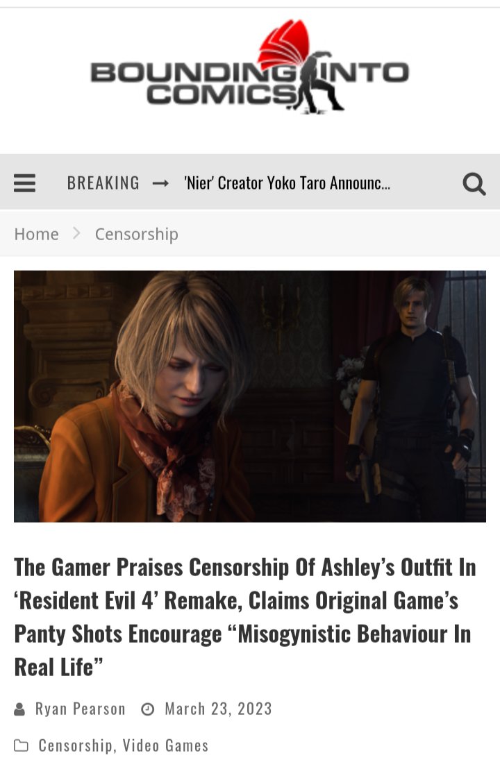 TheGamer Praises Censorship Of Ashley's Outfit In 'Resident Evil 4' Remake,  Claims Original Game's Panty Shots Encourage Misogynistic Behaviour In  Real Life - Bounding Into Comics