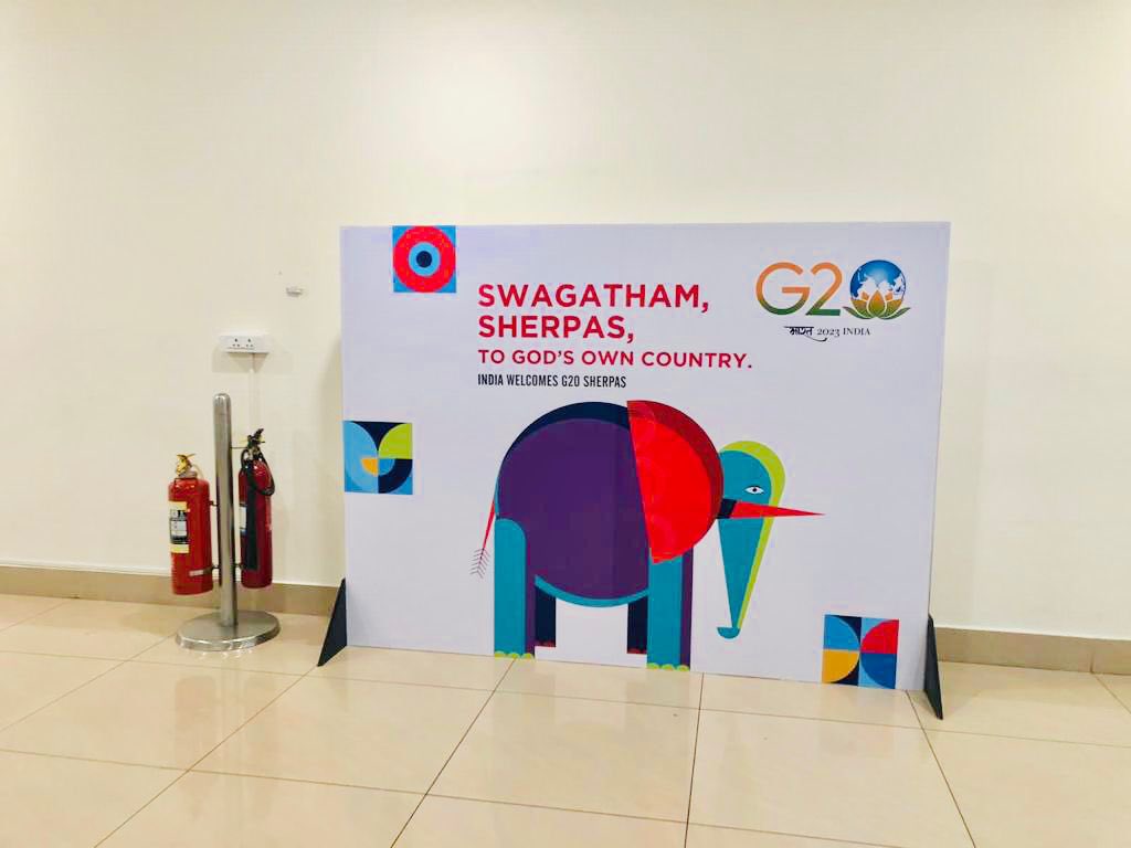 amitabhk87's tweet photo. The world’s first fully solar powered airport and recipient of the Champion of the Earth award by @UNEP - Cochin International Airport is all set to welcome @g20org Sherpas &amp; delegates for the 2nd Sherpa Meeting in the idyllic backwaters of Kumarakom, Kerala. Some snaps 📸 https://t.co/JU3YWmgb6j