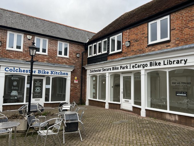 yourcolchester's tweet photo. Great news π A NEW electric bike hub is coming to Colchester! Work has started on the hub to store your bikes safely while having access to a range of bikes that you ride, from carrying children to transporting goods π https://t.co/Ed1iJAz47M