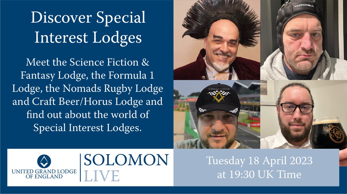 🚀🏎️🏉🍺 Discover Special Interest Lodges on #SolomonLive
If Freemasonry isn’t your only hobby find out about Special Interest Lodges, where an interest Freemasonry is blended with sports, hobbies or other interests.