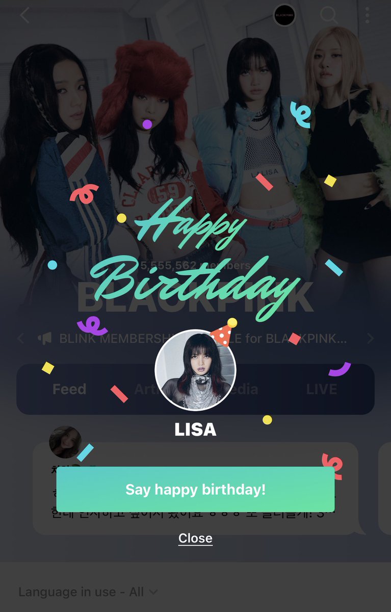 Weverse notification for #LISA's birthday!! 💙💙🎉🎊 

SAY LALISA DAY
#26EdelweissForLISA 
#TheGreatestLalisaDay
#락스타_팝스타_라리사_생일날