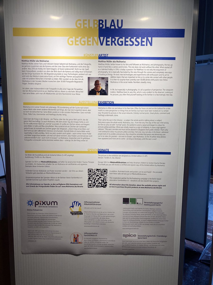 institutpfl's tweet image. #undergound @Mulinarius #mulinarius Yellow &amp;amp; Blue Against Forgetting #exhibition #redtownhall #berlin #weareallukrainians #westandwithukraine #standwithukraine #fullscalefreedom #slavaukraini #notforget #notforgotten