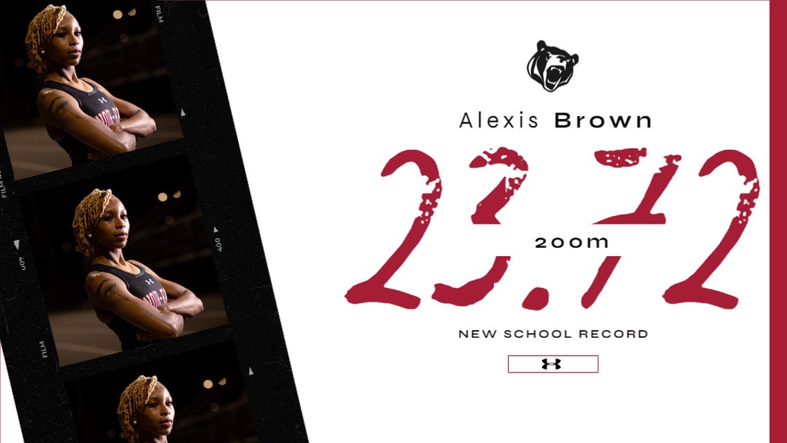 Your NEW SCHOOL RECORD HOLDER in the outdoor 200m is Alexis Brown! 

Alexis ran 23.71, that’s fast 🔥

#HearUsRoar🐻