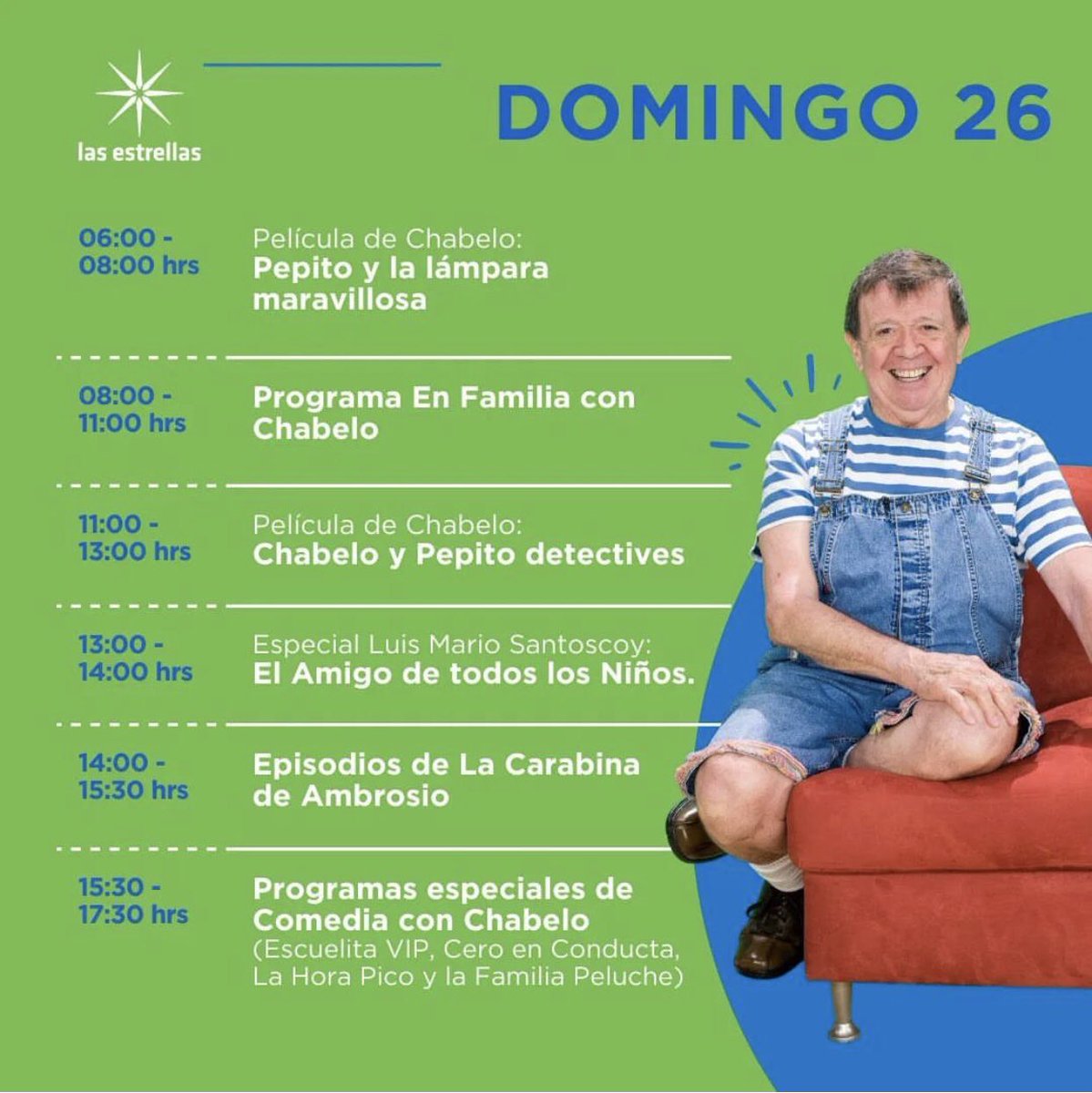 ValeriaMarcial's tweet photo. Así va la programación de hoy, luego del fallecimiento de #Chabelo #ChabeloInmortal #ChabeloPorSiempre https://t.co/U3z4deL4Sf