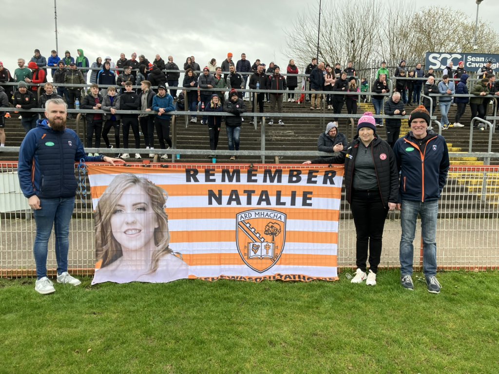 It was an honour to meet Natalie McNally’s family during the Tyrone v Armagh game today. The sheer strength and decorum this family have maintained throughout this unimaginable painstaking time is humbling.

#EndViolenceAgainstWomenandGirls. #JusticeforNatalieMcNally