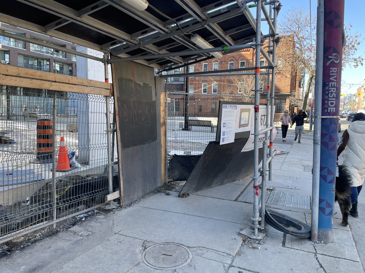 SirTingle's tweet photo. @311Toronto Baseball Place &amp; Queen Street. @STREETCARlofts construction fence has blown over and is blocking sidewalk since Saturday morning. https://t.co/MJ56zKqQtI