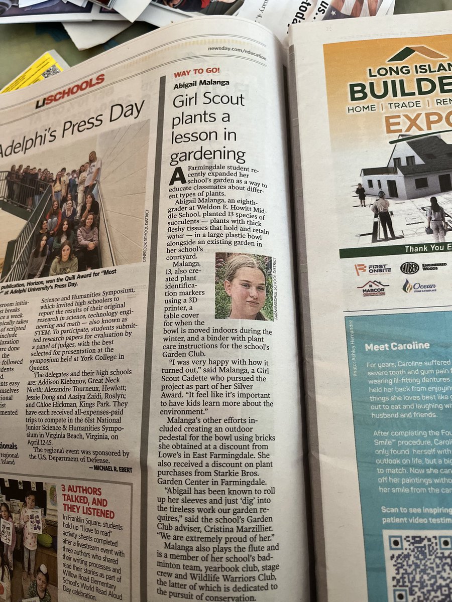 So extremely proud of Garden Club member Abby for being spotlighted in today’s Newsday for her contribution to her school!💚 #howittsdone 
 <a href="/HowittMS/">HMS Dalers</a> <a href="/nativehabitat1/">HMS Garden</a> <a href="/HowittmiddlePTA/">HowittmiddlePTA</a> <a href="/samanthapblack/">Samantha Black</a> <a href="/SThompsonEdD/">Samuel Thompson</a>