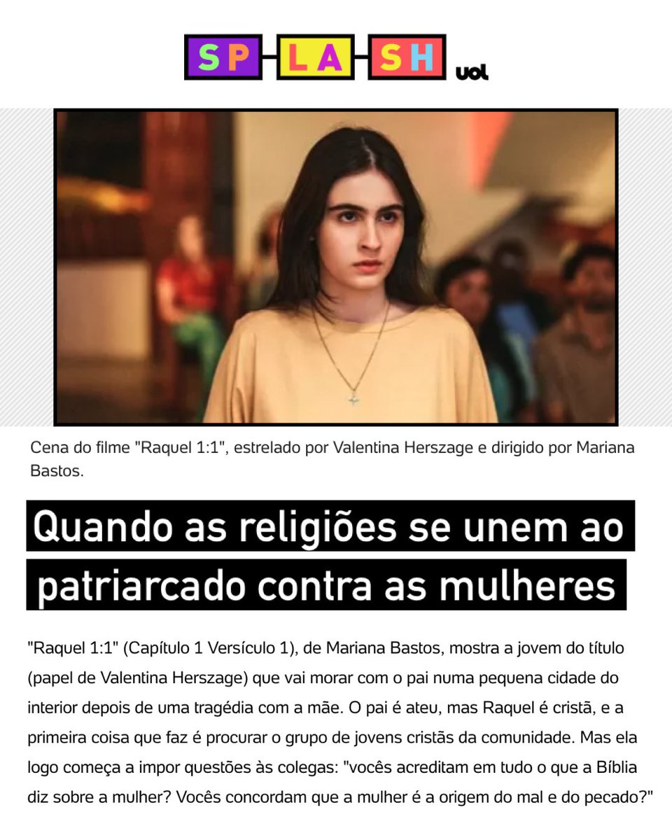 Trecho da matéria do <a href="/Splash_UOL/">Splash UOL</a> escrita por Thiago Stivaletti, que compara RAQUEL 1:1 ao clássico do terror "Carrie, a Estranha" (1976).

Ingressos em: movieid.com/raquel1:1 ✝️