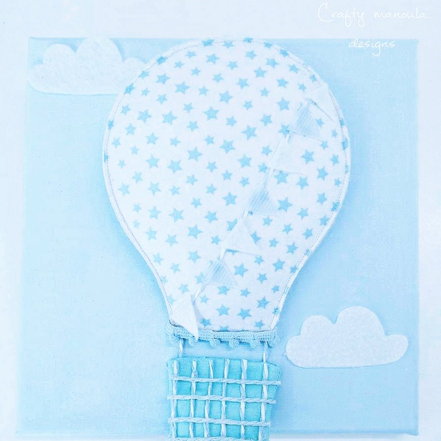 Canvas art #hotairballoon #nurserydecor #kidsroomdecor #babyroomdecor #newborngift #handmadegift #Cyprus #art #handmade #Κύπρος #χειροποίητο #αερόστατο ##Λευκωσία #τέχνη