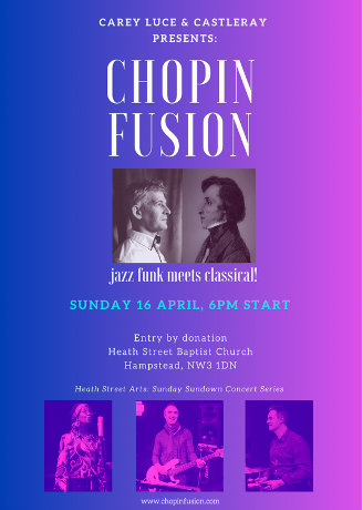 After the success of our Red Hedgehog album launch in January - we have another  Chopin Fusion event with a difference. After the concert we'll have a gospel jam session for those able to stay, joined by some of our friends as special guest artists (TBC) details below