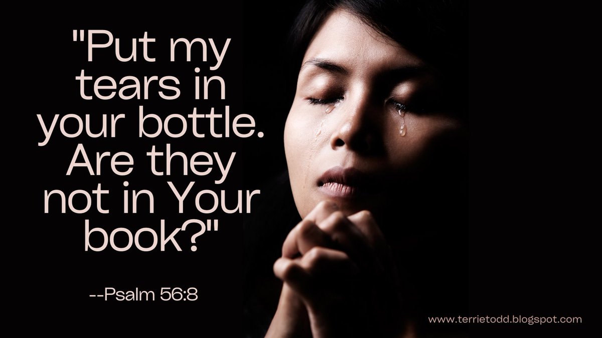 tjtodd2's tweet photo. Does it help to know that God sees your tears and they are precious to him? As are you. #truth #realhopeforreallife #Godsword #holybible #tears #heartache #brokenheart #tearsinabottle https://t.co/1WVVj3BUbS