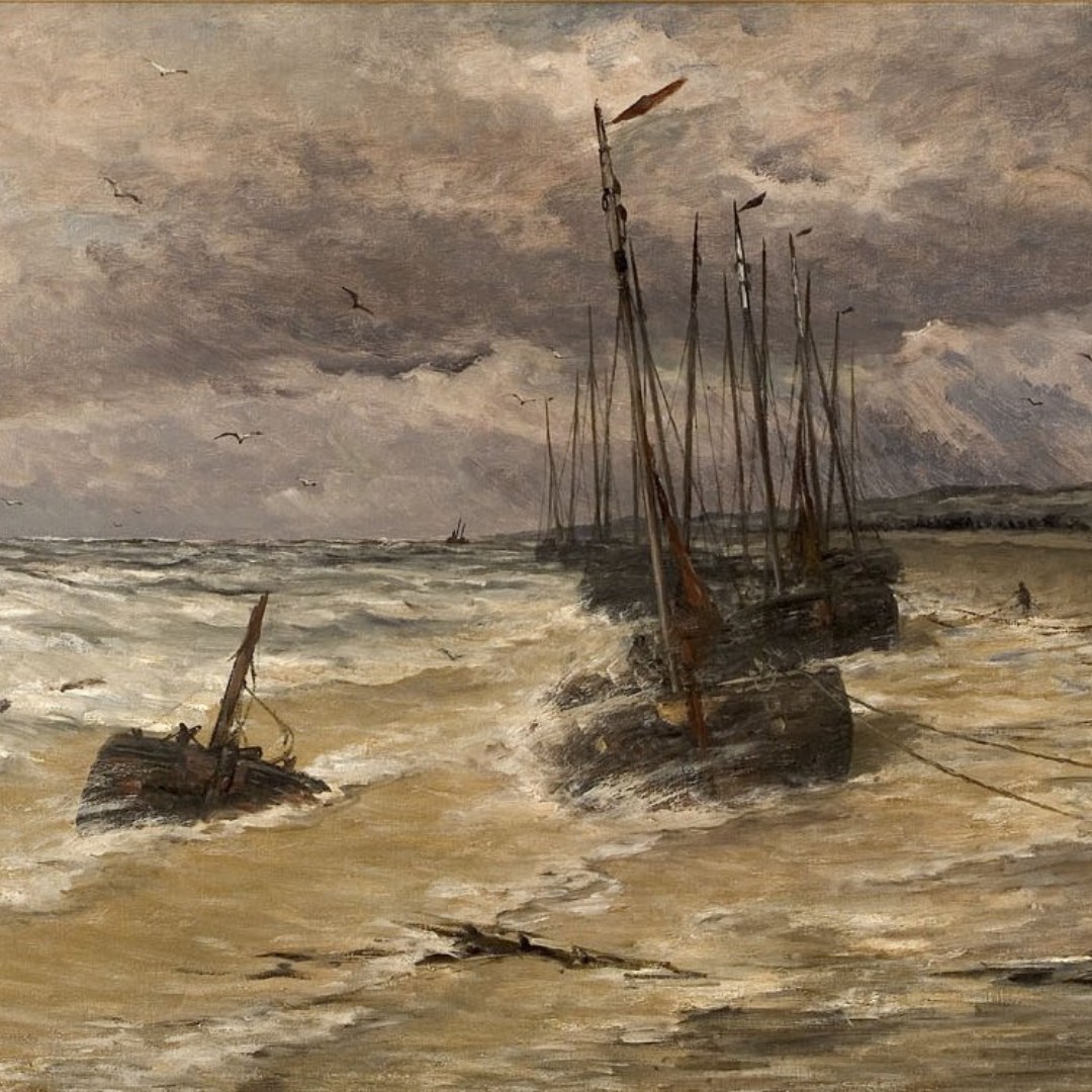 PanoramaMesdag's tweet image. De #schepen op de #schilderijen van Hendrik Willem #Mesdag zijn #bomschuiten. Omdat #Scheveningen geen haven had, werden deze schepen met #paarden op het #strand getrokken. De schuiten waren niet alleen bij Mesdag populair: ook andere #schilders uit zijn tijd legden ze vast.