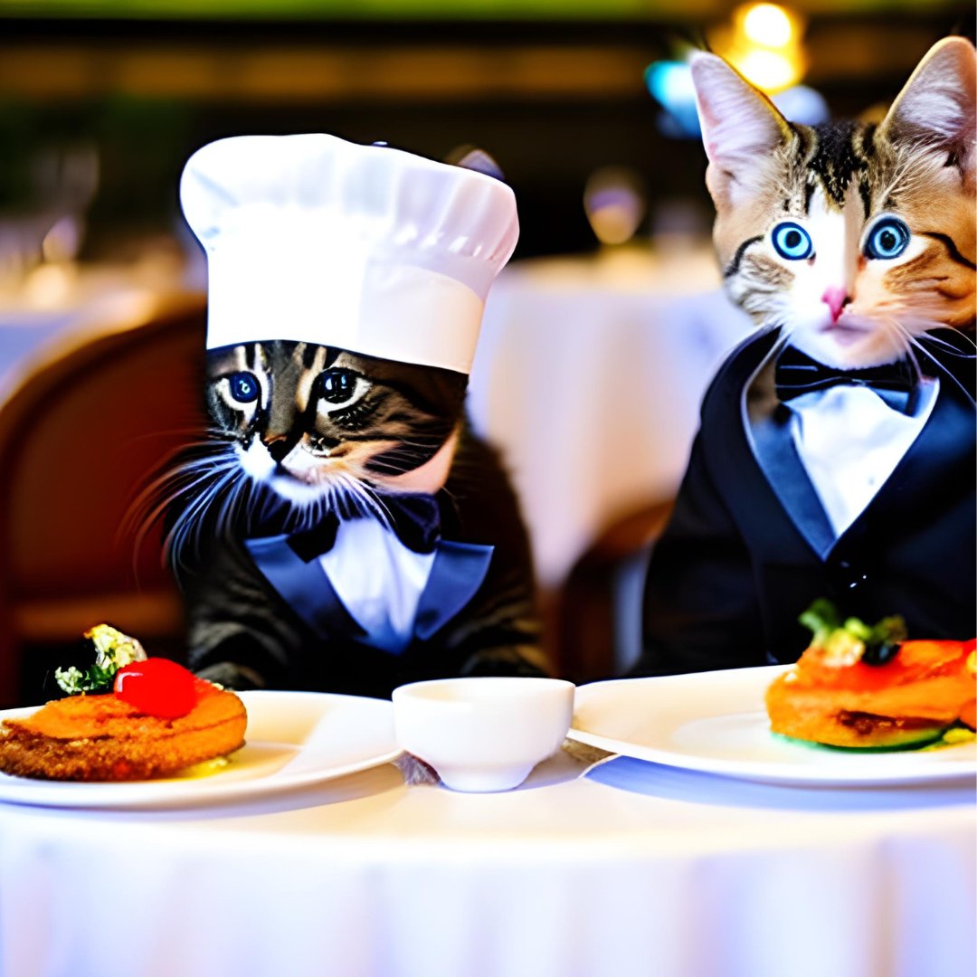 GiftedTawk's tweet photo. Teachers: @canva now offers an online AI image generator. I created this series entitled "kittens in a fancy NYC restaurant." How could you use it for lessons in your classroom? https://t.co/xhoKhK0V9s