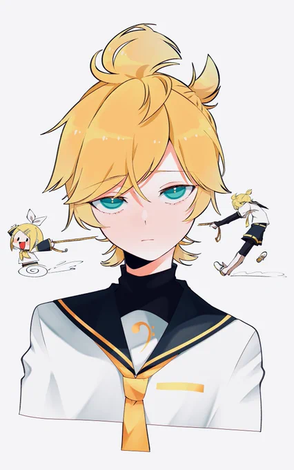 #鏡音レン #イラスト  自分が描くレンくんは ジト目下がり眉がデフォです  ツインでパワフルは全部 リンちゃんに持ってかれました。