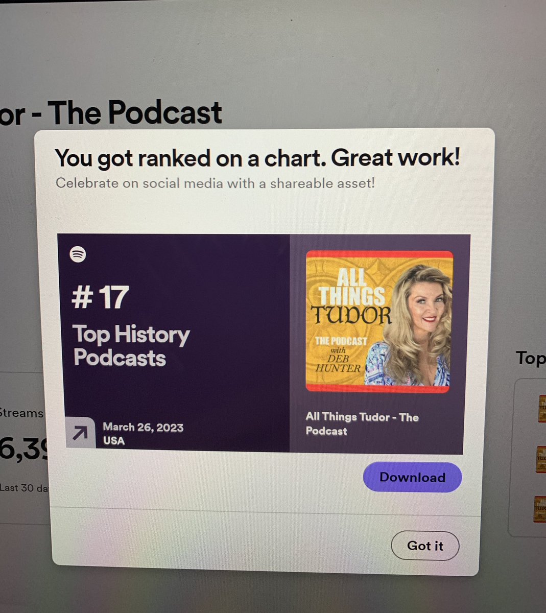 📣 All Things Tudor - The Podcast is hanging in at #17 on Spotify’s History Chart 📈🎧

🏵️ What’s your fave episode?

🏵️ Who would you like featured on upcoming shows? 🎧 Leave comments or dm me. Ty!