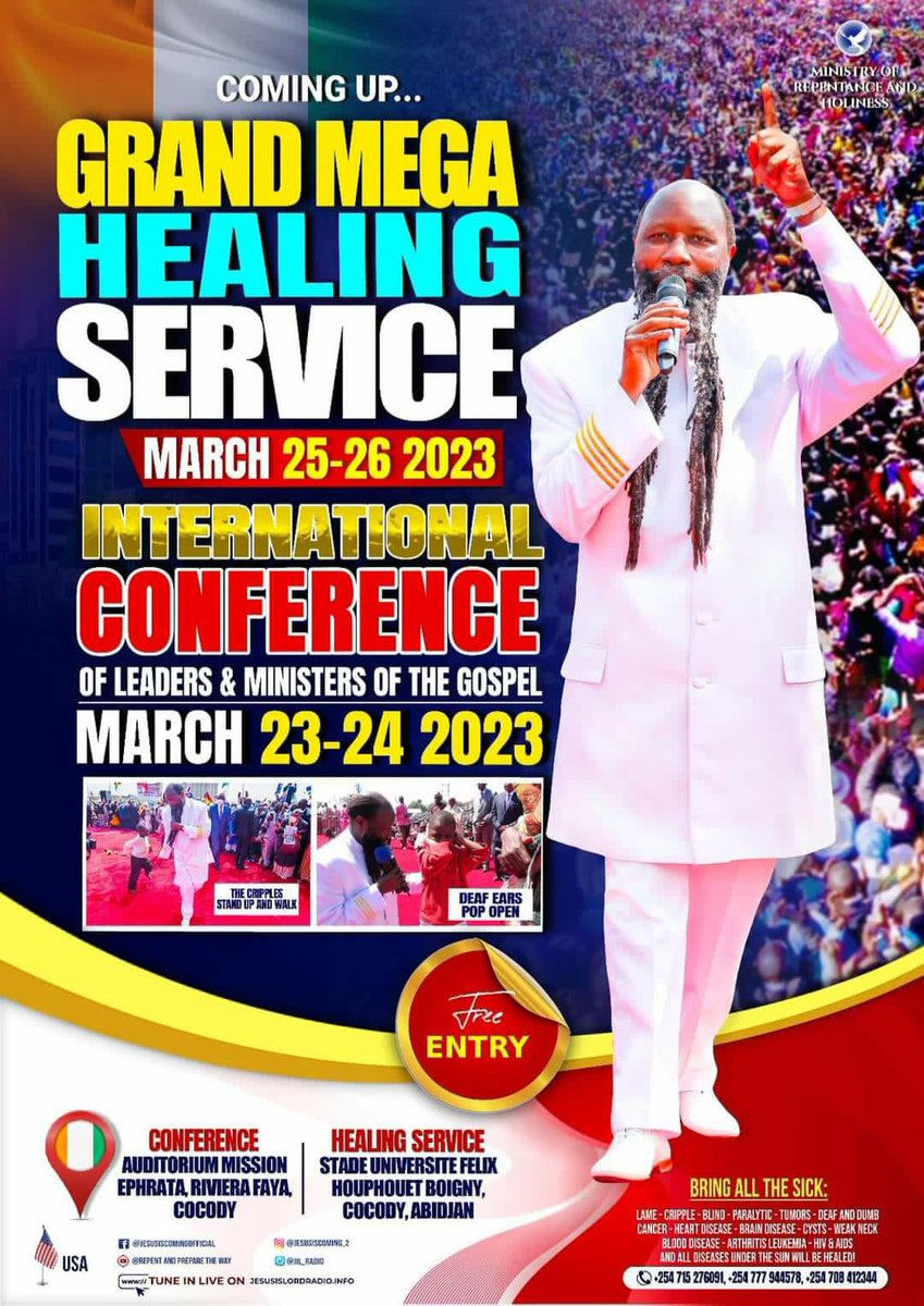 MercyKo35533253's tweet photo. #HealingServiceInAbidjan
Day 2 ,watch via"Repent and prepare the way"YouTube channel https://t.co/rc1ZkdScQs