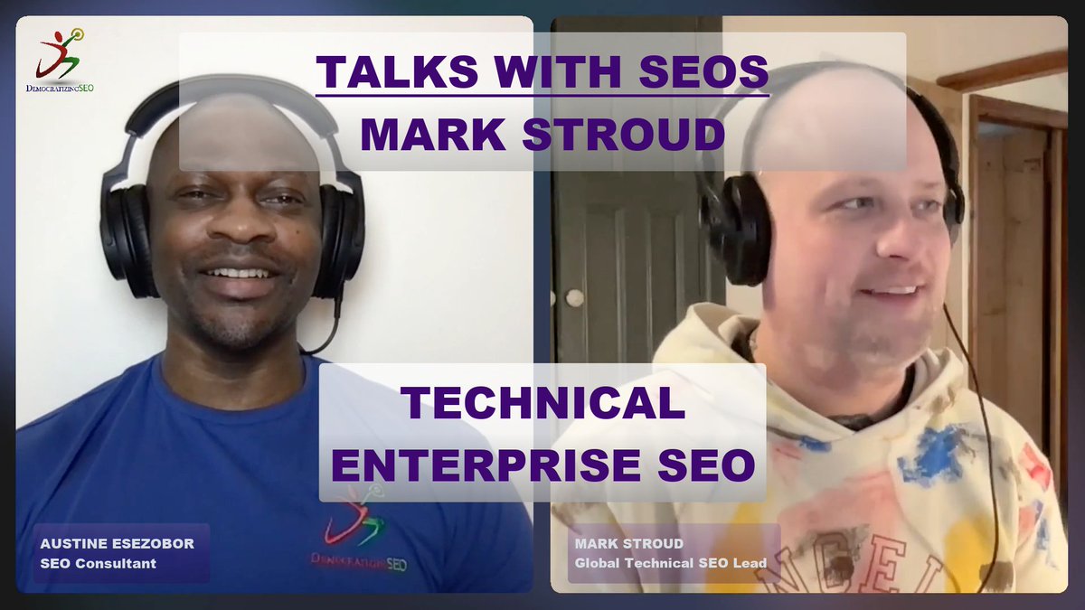 AustineTweets's tweet photo. Check out Talks with SEOs this week. I speak with @markstroudSEO (Monday) and @adrianakstein (Tuesday). #TwSEOs. Democratizing SEO. YouTube. https://t.co/LwKfaTWv0c