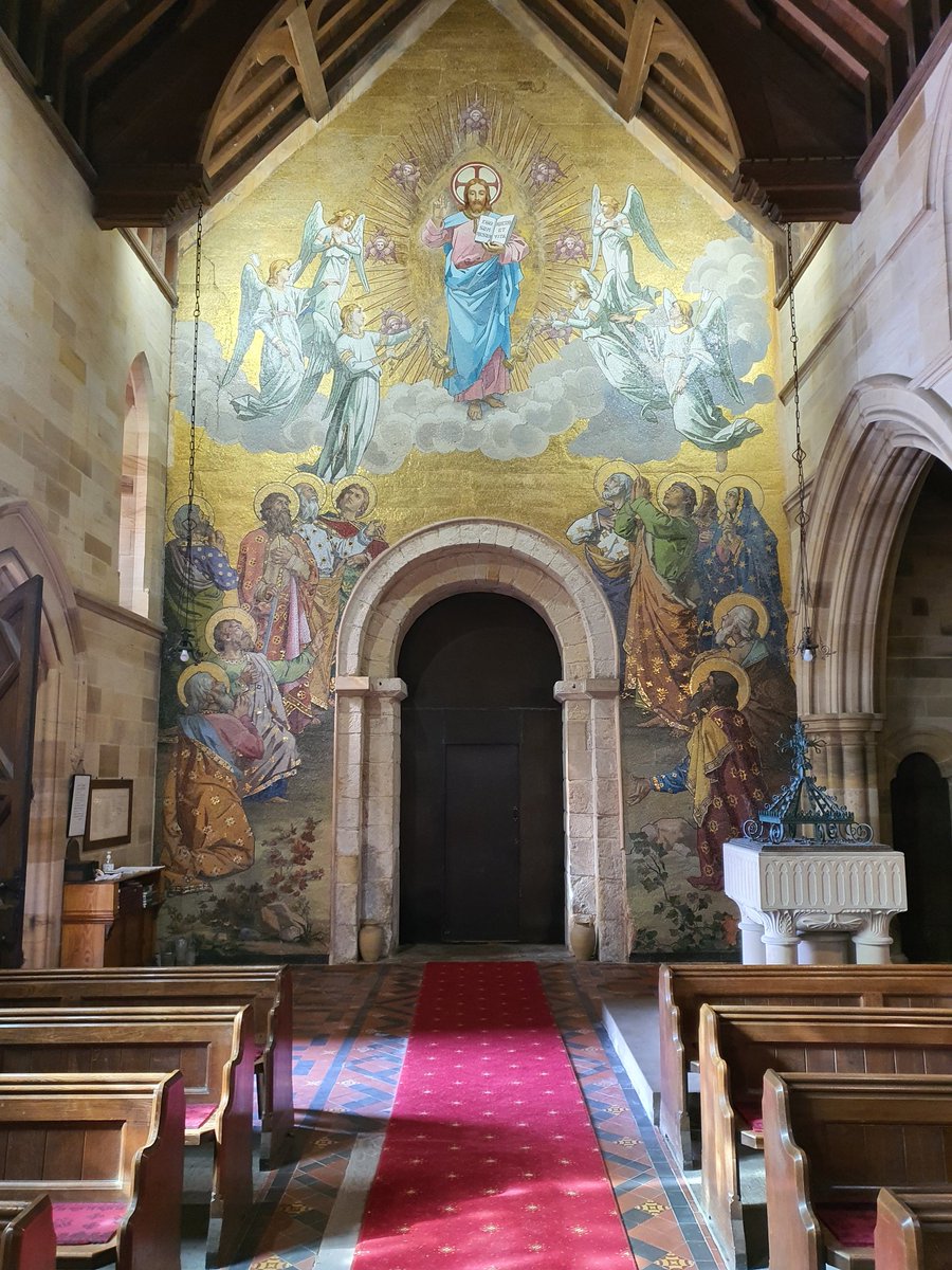 aahutch's tweet photo. This mural is on the back wall of a small rural church deep in the countryside.  It's made of Venetian glass tiles! https://t.co/2aVkAxuCv6