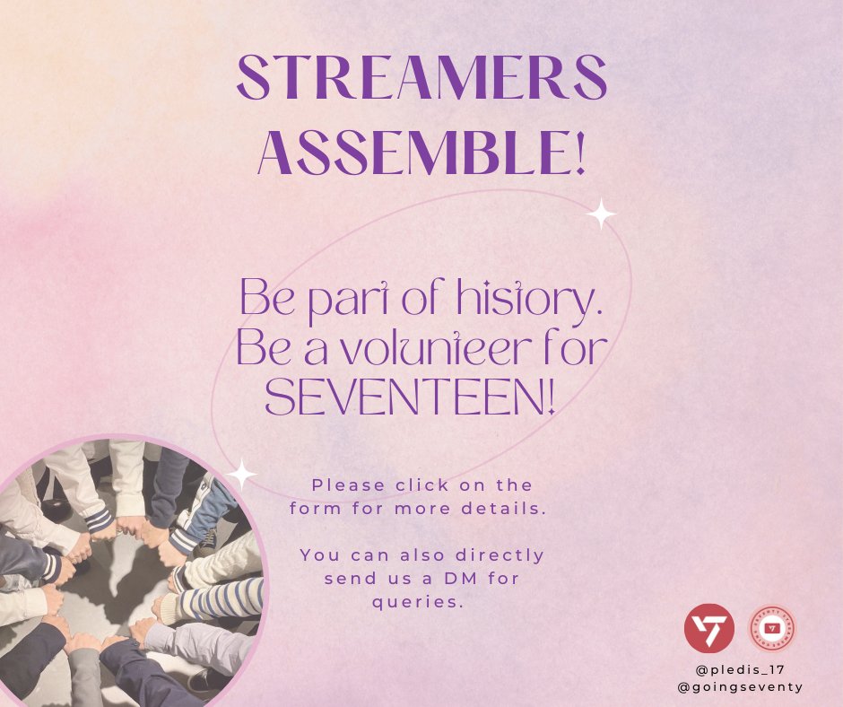 goingseventy's tweet photo. [YOUTUBE STREAMERS RECRUITMENT]

KPOP's Absolute Powerhouse, #SEVENTEEN, is coming back this April and we are here to ensure that we'll make history again! 

Stream with us and be part of our family!

FORM:
🔗 https://t.co/hPnZddrBr5

#세븐틴  @pledis_17 https://t.co/bhnFjxsIgF