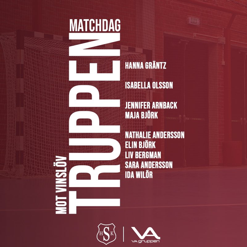 stavstenhk's tweet photo. MATCHDAG | TRUPPEN

Idag spelar våra damer bortamatch mot Vinslövs HK! En tunn trupp har åkt till Vinslöv för att försöka få med sig båda poängen hem till Trelleborg.

Dagens match och trupp presenteras i samarbete med VA-Gruppen.

#viärstavsten https://t.co/baZRcBVxEL