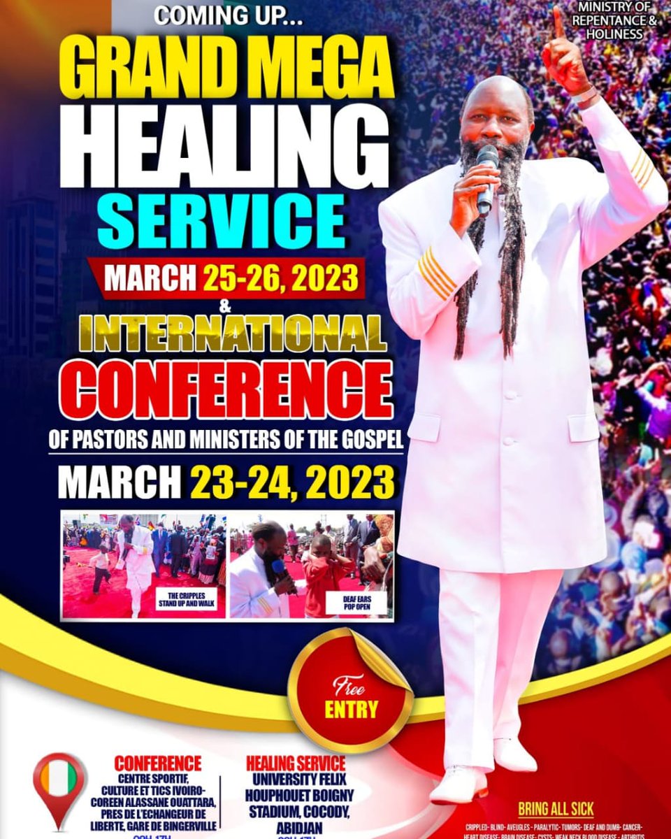 KarumePst's tweet photo. Welcome to day 2 of the grand healing service.... Live from Ivory coast
Stream on your YouTube and across all social media via 
https://t.co/llz5ld8two 

The end time revival https://t.co/hFK3x0JtTt