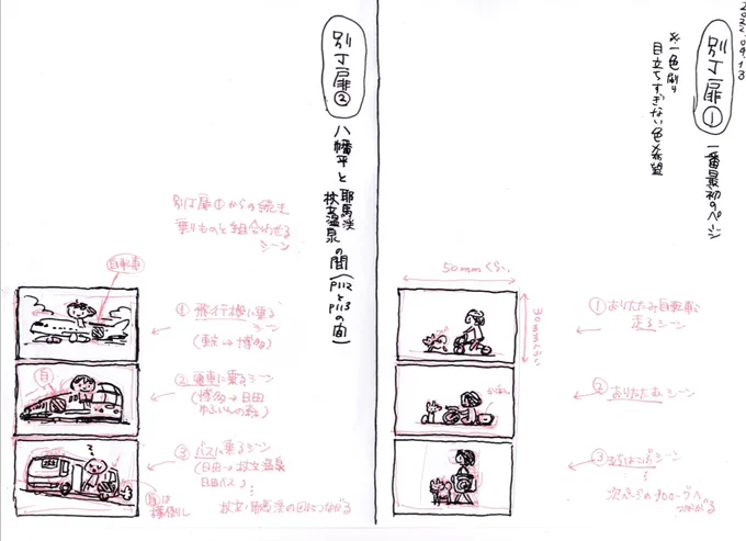 今回の本、新たなチャレンジとして別丁扉というものを中ページに差し込んでいます。前半の気軽な旅と、後半の長距離めの旅の節目にクラフト紙を挟み込んで、本編に緩急をつけています。#おりたたみ自転車と旅しています 