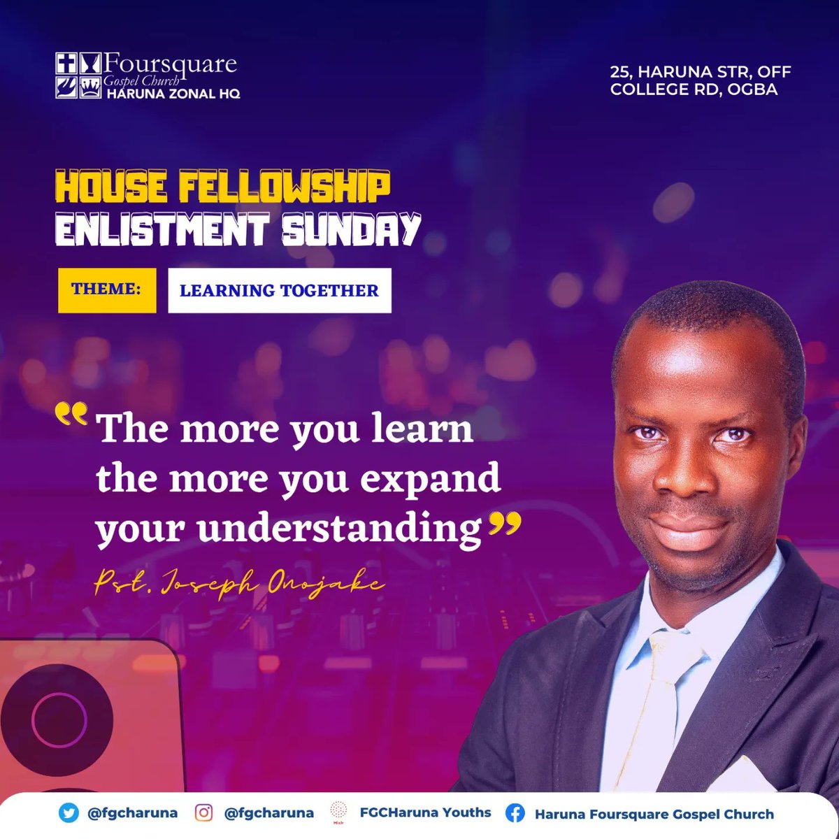 fgcharuna's tweet photo. Excerpt from today's service 

It is not enough to learn/hear you must be willing to DO - Pst Joseph Onojake

#word #fgcharuna #sermon #SundayService #FGC https://t.co/iC0hvASxVY