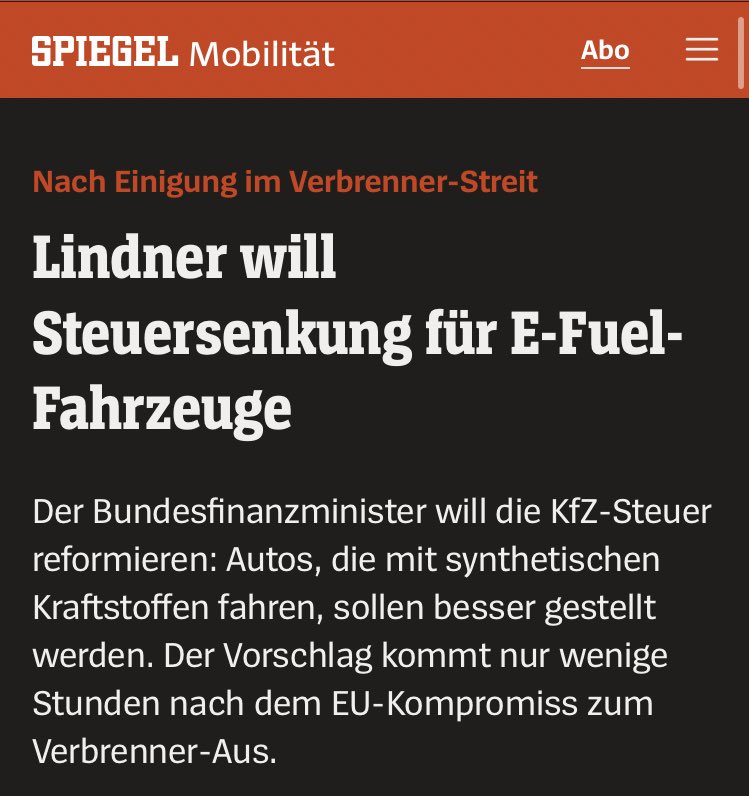 Aber ich dachte diese E-Fuels muss man gar nicht subventionieren weil „der Markt regelt“?