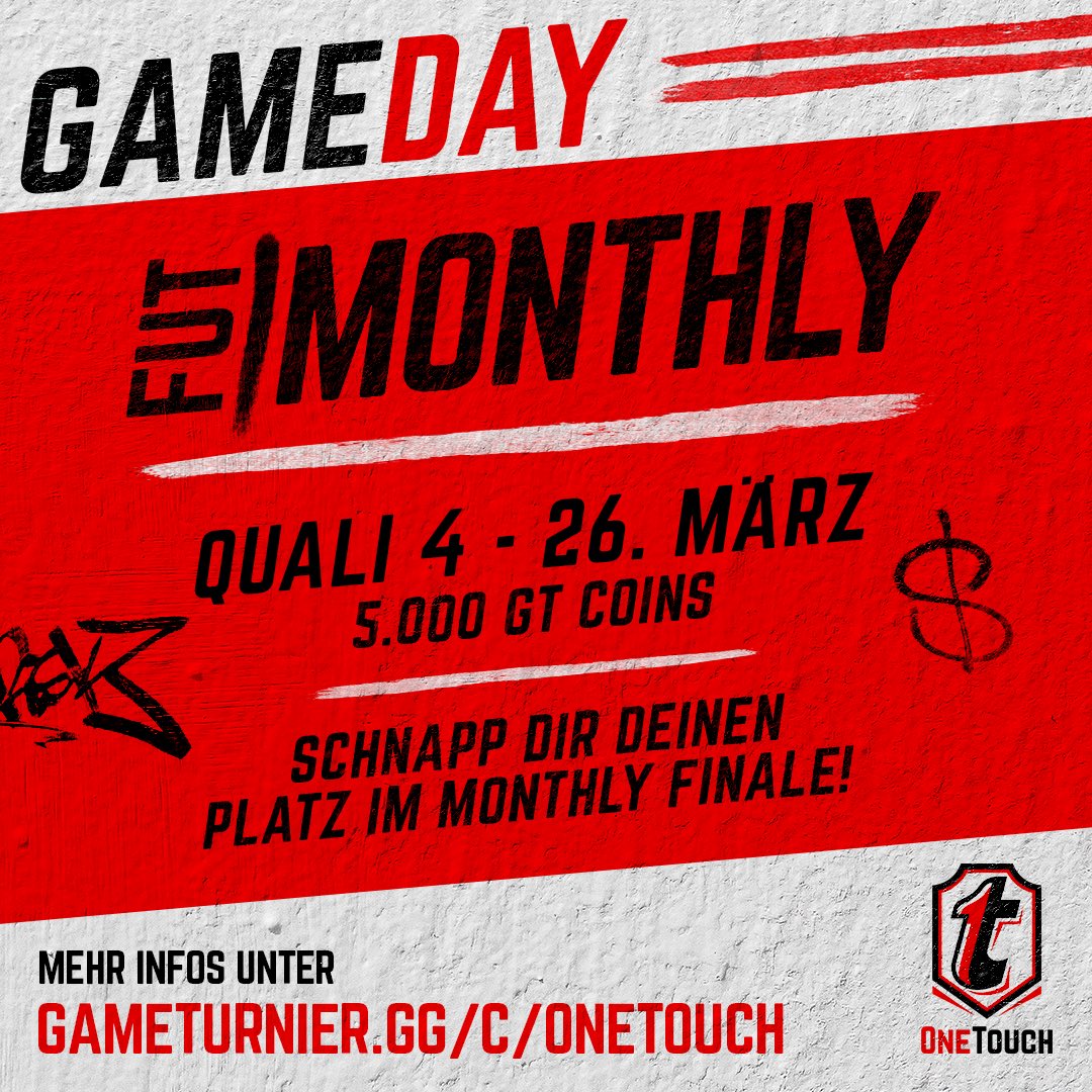 🎮⚽️ GAMEDAY ⚽️🎮 

Zum Abschluss der Woche habt ihr heute nochmal die Chance euch für unser Monthly Finale zu qualifizieren! 🔥

📌Check-In 18:30 
📌5000 GT Coins 

gameturnier.ch/c/onetouch

#gameday #fifa #efifa #fut #fut23 #efootball #onetouch #gaming