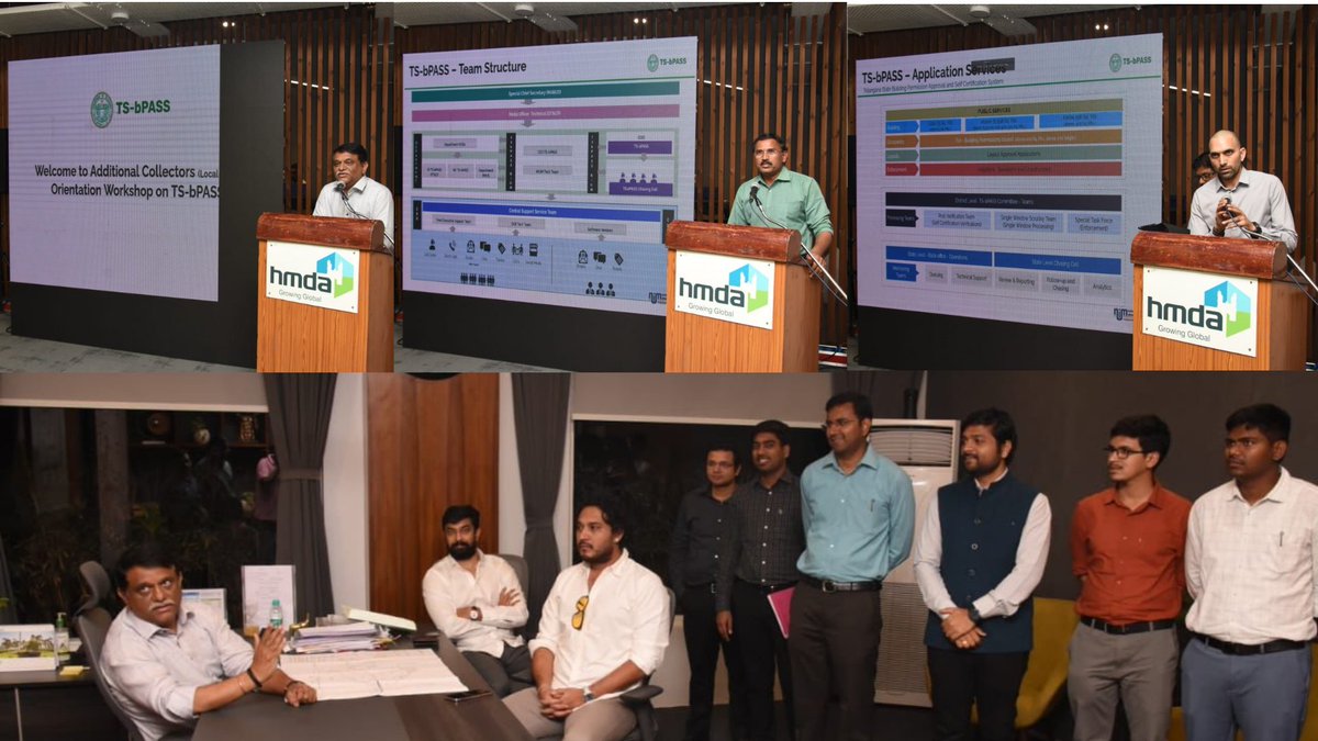 Orientation workshop on Implementation of TS-bPASS to Additional Collectors Local Bodies(ACLBs). Key Note Address by Honorable SCS @arvindkumar_ias Sir MA&UD, Director @cdmatelangana, COO-TSbPASS Orientation by JD TSbPASS @DtcpTs