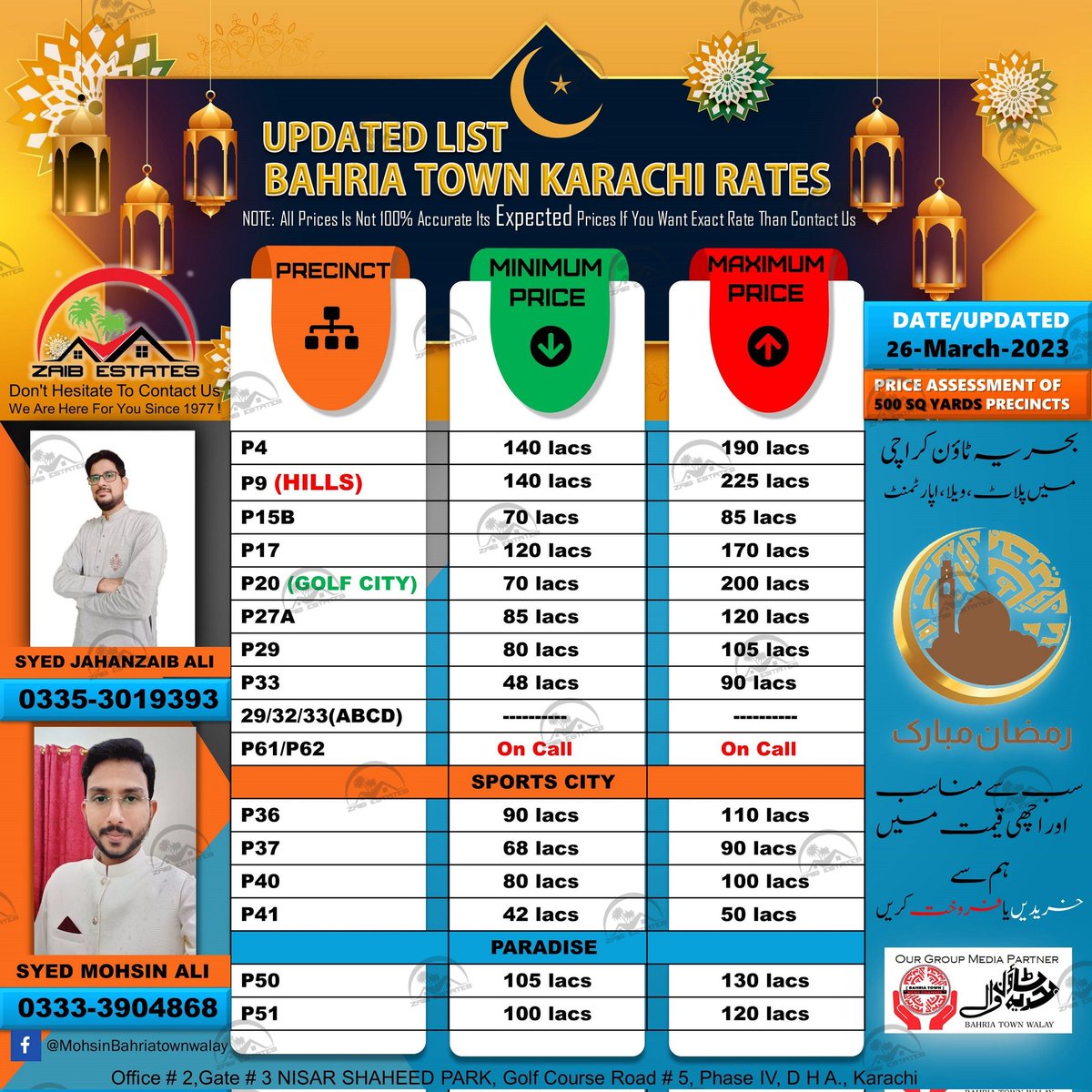 ZAIBESTATES's tweet image. 𝐁𝐚𝐡𝐫𝐢𝐚 𝐓𝐨𝐰𝐧 𝐊𝐚𝐫𝐚𝐜𝐡𝐢 𝐏𝐫𝐢𝐜𝐞 𝐀𝐬𝐬𝐞𝐬𝐬𝐦𝐞𝐧𝐭 (𝟐𝟔 𝐌𝐚𝐫𝐜𝐡 𝟐𝟎𝟐𝟑) 📣 
𝐒𝐲𝐞𝐝 𝐉𝐚𝐡𝐚𝐧 𝐙𝐚𝐢𝐛 𝐀𝐥𝐢 📲 03353019393
Our Whats App Number
👉 wa.me/923353019393
𝐒𝐲𝐞𝐝 𝐌𝐨𝐡𝐬𝐢𝐧 𝐀𝐥𝐢 📲 03333904868
#BahriaTown #BahriaTownKarachi