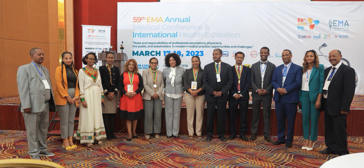 official_EMSA's tweet photo. EMSA representatives who attended the 59th Annual Medical Conference and International Health Exhibition powered by EMA, as well as EMSA-Ethiopia President, Mr. Oliyad Kebede, who held a panel discussion on "Roles and Responsibilities of Professional Associations and Physicians," https://t.co/mWUmWOihnW