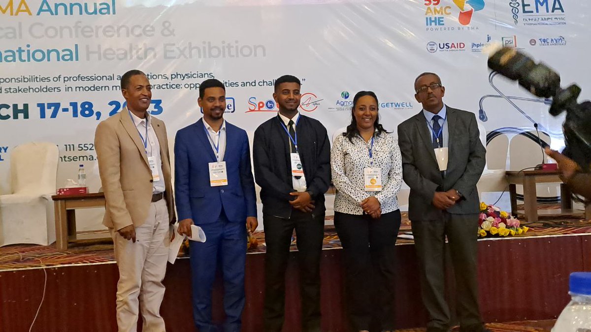 official_EMSA's tweet photo. EMSA representatives who attended the 59th Annual Medical Conference and International Health Exhibition powered by EMA, as well as EMSA-Ethiopia President, Mr. Oliyad Kebede, who held a panel discussion on "Roles and Responsibilities of Professional Associations and Physicians," https://t.co/mWUmWOihnW
