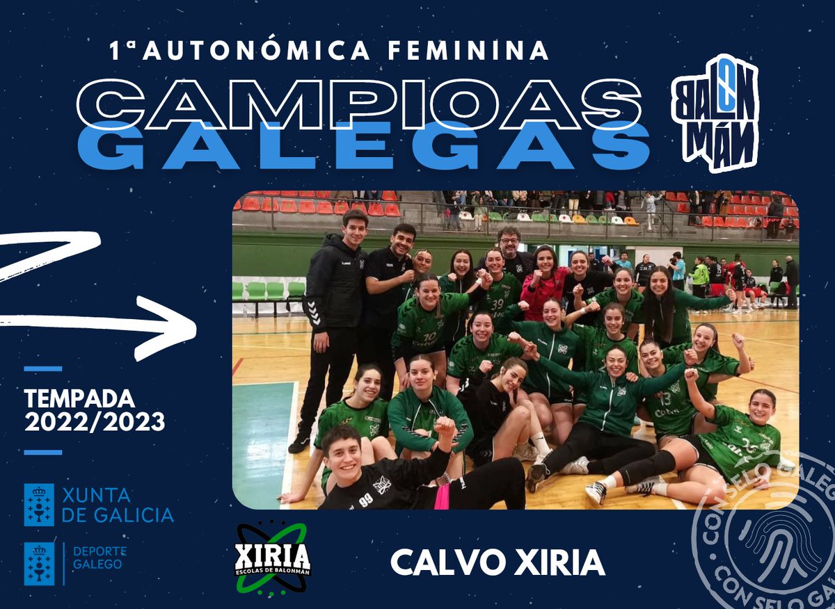 🏆 CALVO XIRIA CAMPIÓN DA PRIMEIRA AUTONÓMICA FEMININA

🤾🏻‍♀️ A máxima categoría galega xa ten campioas. As rapazas de Carballo fan historia para o seu club, e loitarán por unha praza na división de honra prata 

Noraboaaa!!! 👏🏼👏🏼🥳🥳

#ConSeloGalego