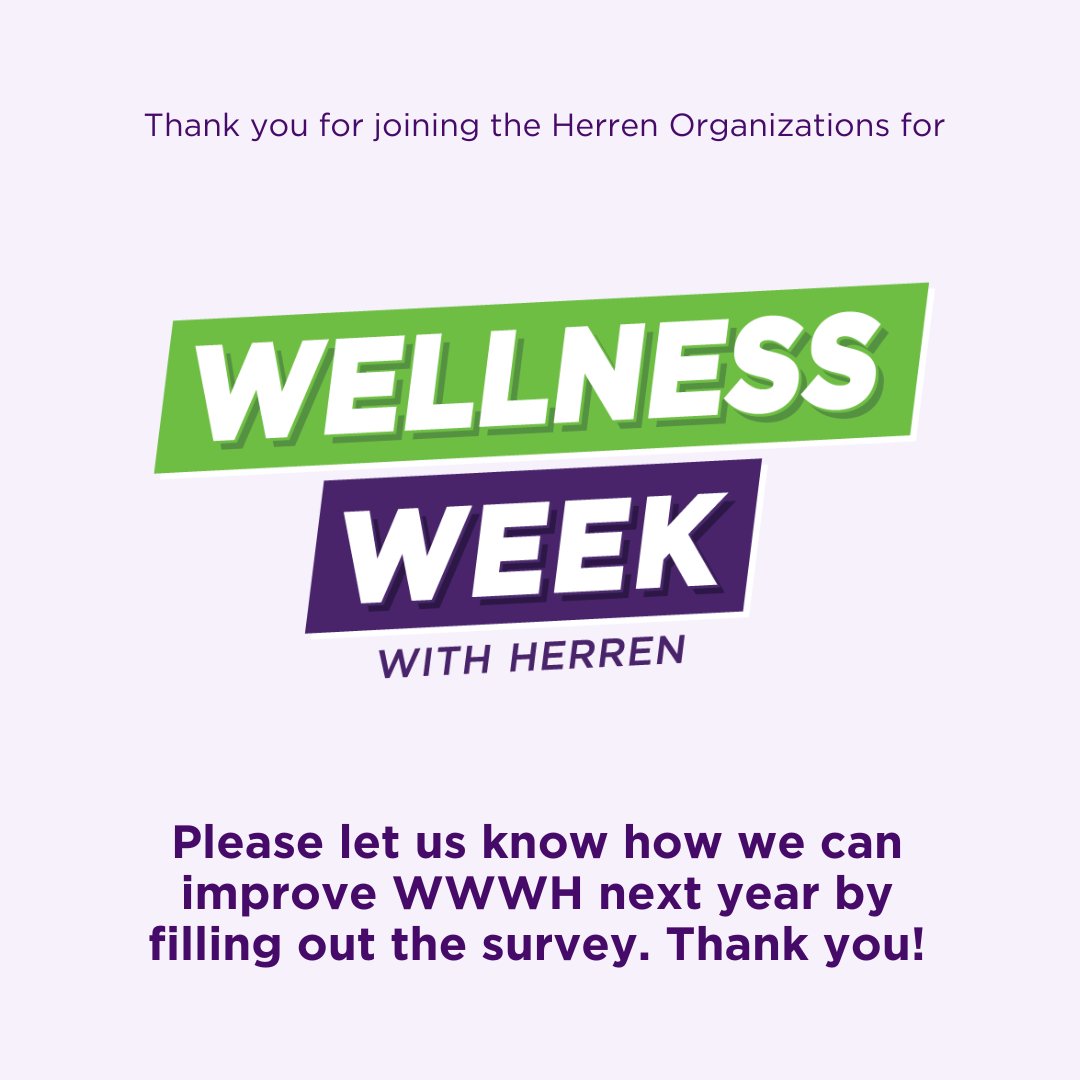 HerrenProject's tweet photo. Thank you everyone for a fantastic Wellness Week With Herren 2023! Help us improve WWWH next year by completing this survey: https://t.co/rrIf73O2A1
We are grateful for you!
#survey #wellnessweek #WWWH https://t.co/bpgIkUqnXf